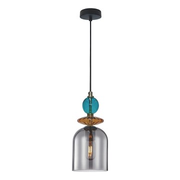Lámpara colgante con cable TROPEA 1xE27/15W/230V negra/azul ahumado/beige