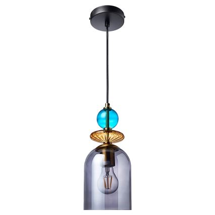 Lámpara colgante con cable TROPEA 1xE27/15W/230V negra/azul ahumado/beige
