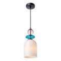 Lámpara colgante con cable TROPEA 1xE27/15W/230V negra/violeta ahumada/azul/blanca