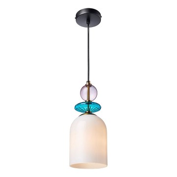 Lámpara colgante con cable TROPEA 1xE27/15W/230V negra/violeta ahumada/azul/blanca