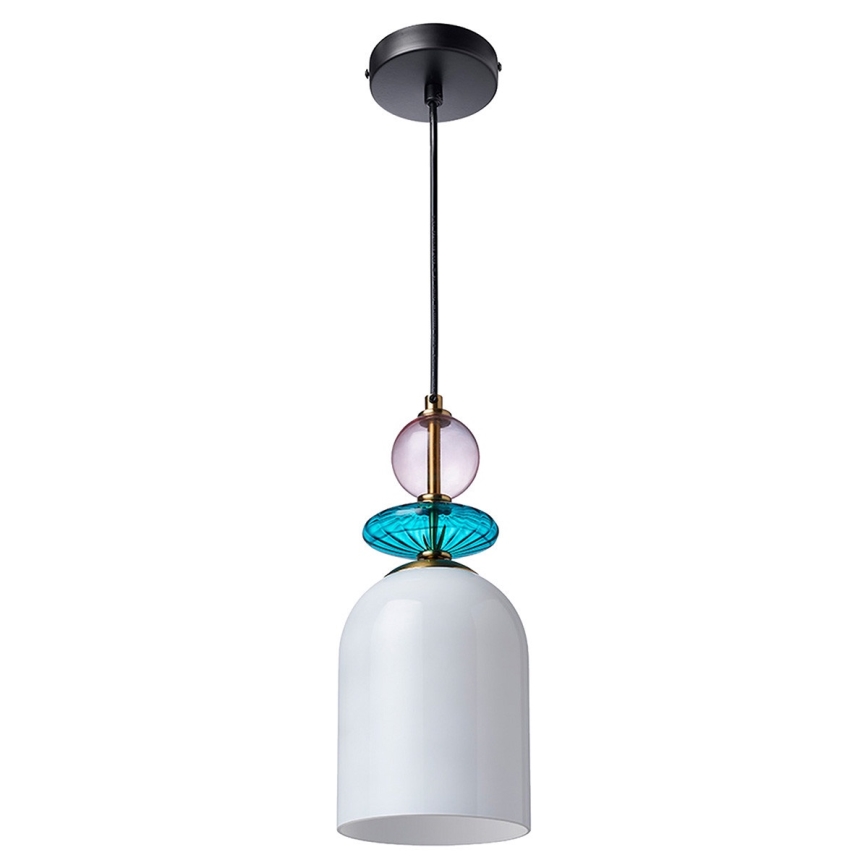 Lámpara colgante con cable TROPEA 1xE27/15W/230V negra/violeta ahumada/azul/blanca