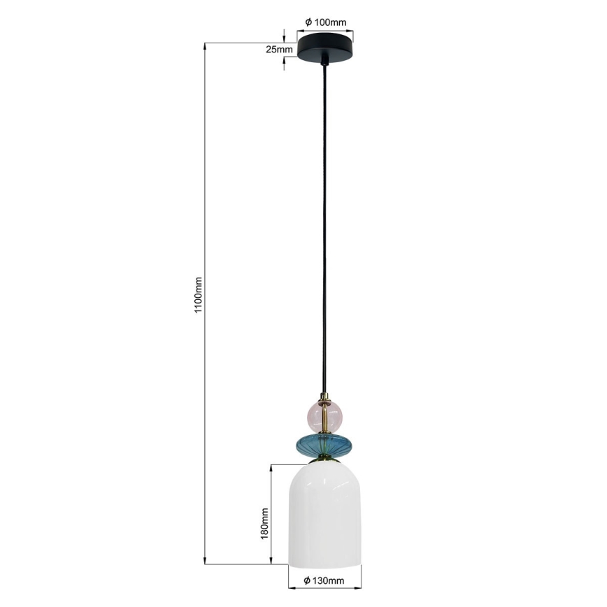 Lámpara colgante con cable TROPEA 1xE27/15W/230V negra/violeta ahumada/azul/blanca