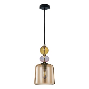 Lámpara colgante con cable TROPEA 1xE27/15W/230V negro/beige ahumado/rosa
