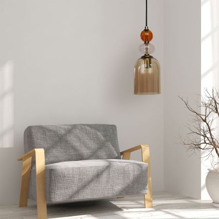 Lámpara colgante con cable TROPEA 1xE27/15W/230V negro/rojo ahumado/beige