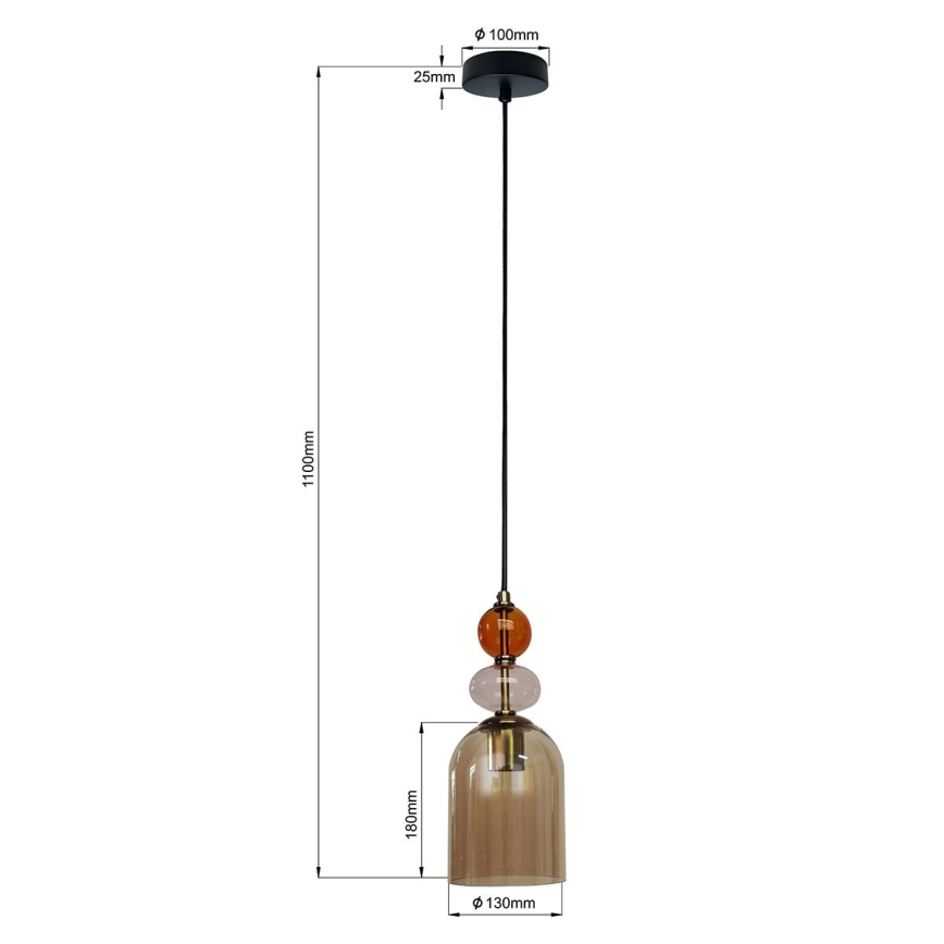 Lámpara colgante con cable TROPEA 1xE27/15W/230V negro/rojo ahumado/beige
