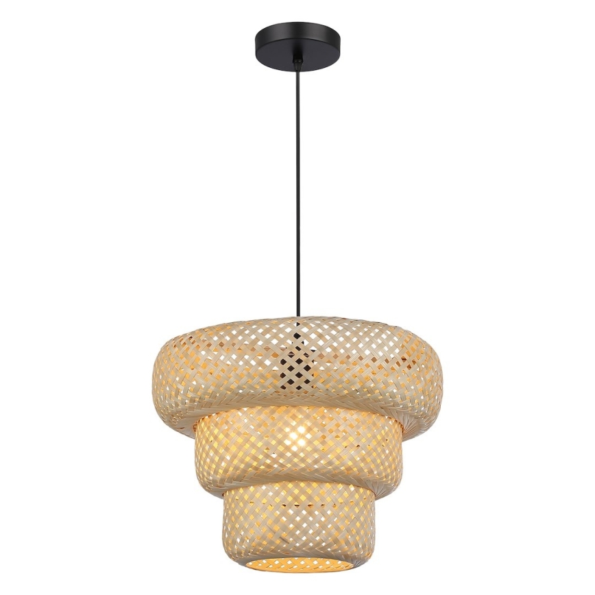 Lámpara colgante con cable TULUM 1xE27/15W/230V Ø 35 cm bambú