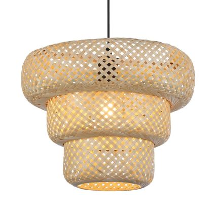 Lámpara colgante con cable TULUM 1xE27/15W/230V Ø 35 cm bambú