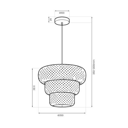 Lámpara colgante con cable TULUM 1xE27/15W/230V Ø 35 cm bambú