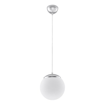 Lámpara colgante con cable UGO 1xE27/15W/230V Ø 20 cm blanca/cromo brillante