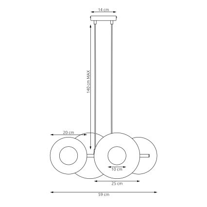 Lámpara colgante con cable UMBRA 4xG9/8W/230V negra