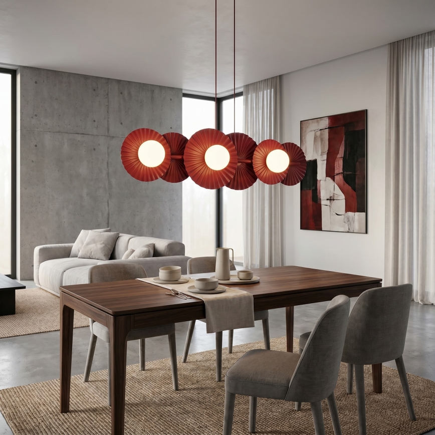 Lámpara colgante con cable UMBRA 6xG9/8W/230V roja