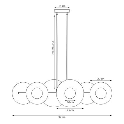 Lámpara colgante con cable UMBRA 6xG9/8W/230V roja