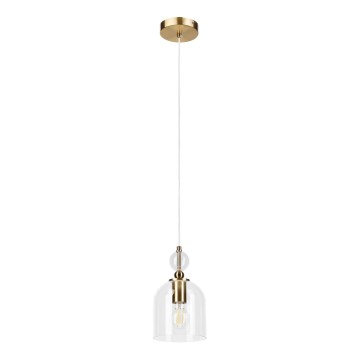 Lámpara colgante con cable VELARE 1xE27/15W/230V dorada/transparente