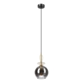 Lámpara colgante con cable VELLO 1xE27/15W/230V negro/beige ahumado/negro