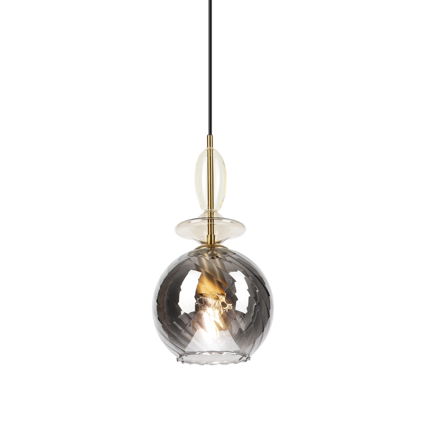 Lámpara colgante con cable VELLO 1xE27/15W/230V negro/beige ahumado/negro
