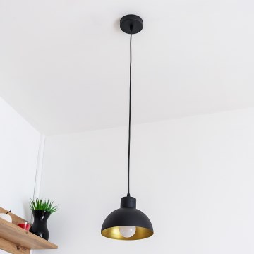 Lámpara colgante con cable VESPER 1xE27/15W/230 Ø 18 cm negro/dorado