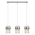 Lámpara colgante con cable VETRO 3xE14/10W/230V cromo brillante