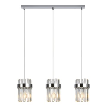 Lámpara colgante con cable VETRO 3xE14/10W/230V cromo brillante