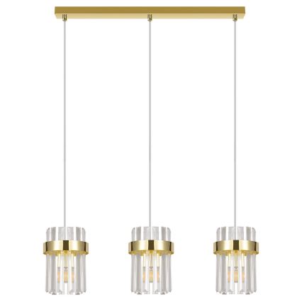 Lámpara colgante con cable VETRO 3xE14/10W/230V dorada