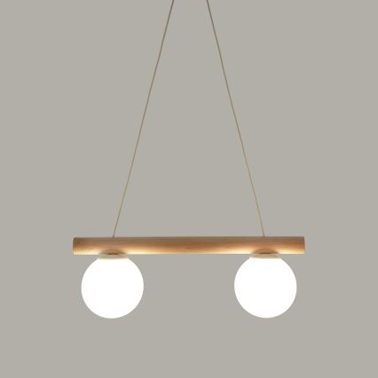 Lámpara colgante con cable WOODSTOCK 2xE27/15W/230V madera/crema