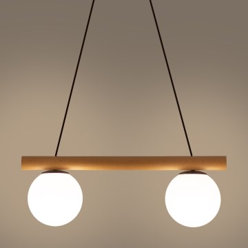 Lámpara colgante con cable WOODSTOCK 2xE27/15W/230V madera/negro