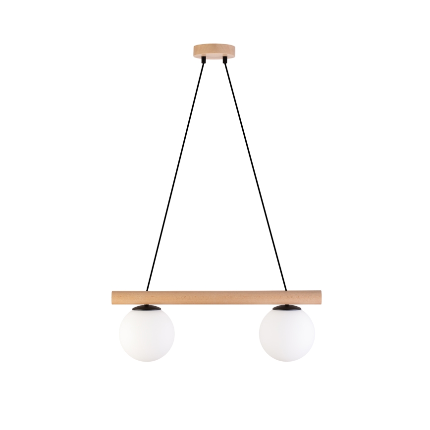 Lámpara colgante con cable WOODSTOCK 2xE27/15W/230V madera/negro