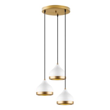 Lámpara colgante con cable YILDO 3xE27/40W/230V blanco/dorado