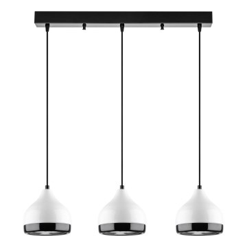 Lámpara colgante con cable YILDO 3xE27/40W/230V blanco/negro