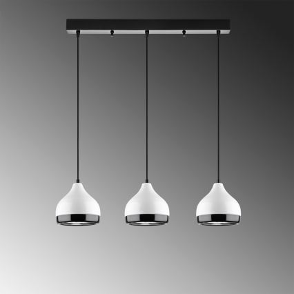 Lámpara colgante con cable YILDO 3xE27/40W/230V blanco/negro
