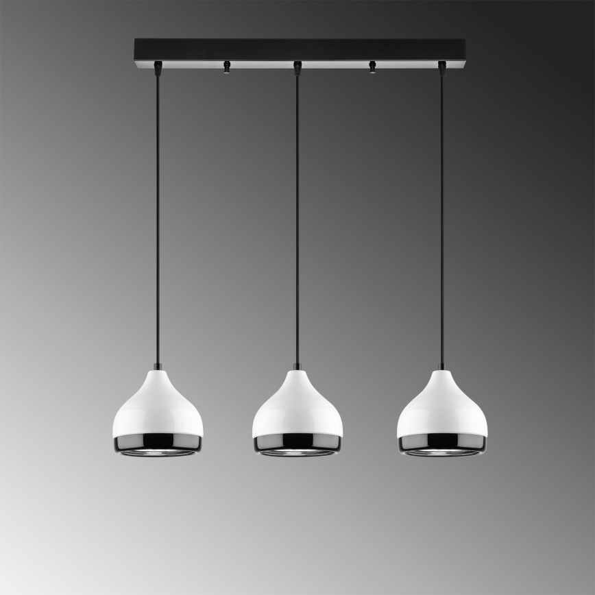 Lámpara colgante con cable YILDO 3xE27/40W/230V blanco/negro