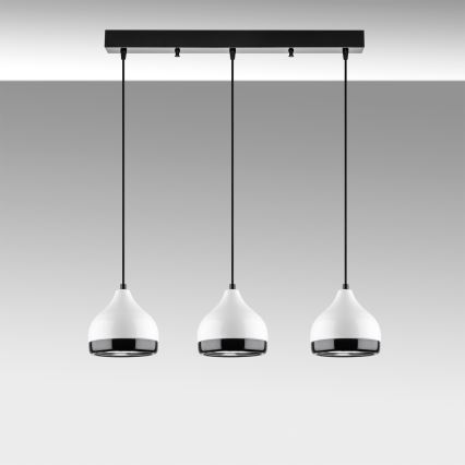Lámpara colgante con cable YILDO 3xE27/40W/230V blanco/negro