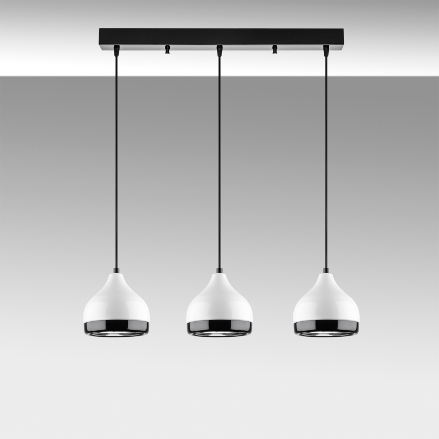 Lámpara colgante con cable YILDO 3xE27/40W/230V blanco/negro