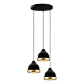 Lámpara colgante con cable YILDO 3xE27/40W/230V negra/dorada