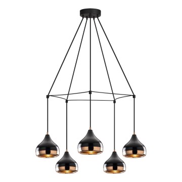 Lámpara colgante con cable YILDO 5xE27/40W/230V negro/cobre