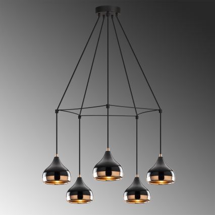 Lámpara colgante con cable YILDO 5xE27/40W/230V negro/cobre