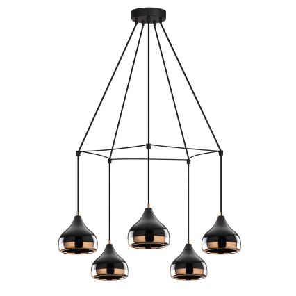 Lámpara colgante con cable YILDO 5xE27/40W/230V negro/cobre