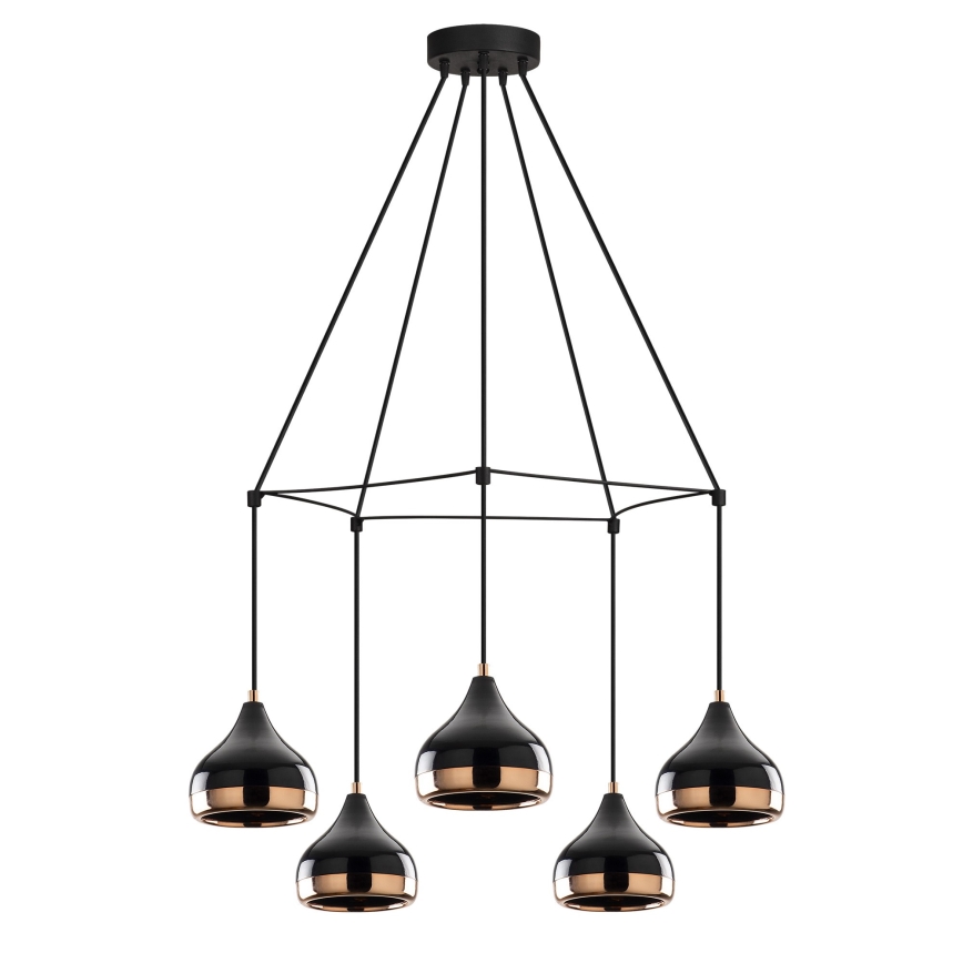 Lámpara colgante con cable YILDO 5xE27/40W/230V negro/cobre