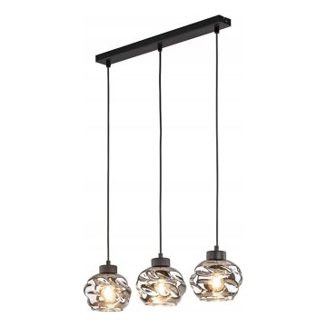 Lámpara colgante con cable ZULIA 3xE27/15W/230V negro/negro ahumado