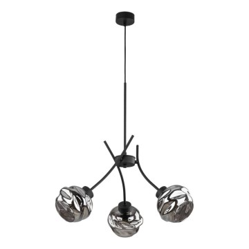 Lámpara colgante con cable ZULIA 3xE27/15W/230V negro/negro ahumado