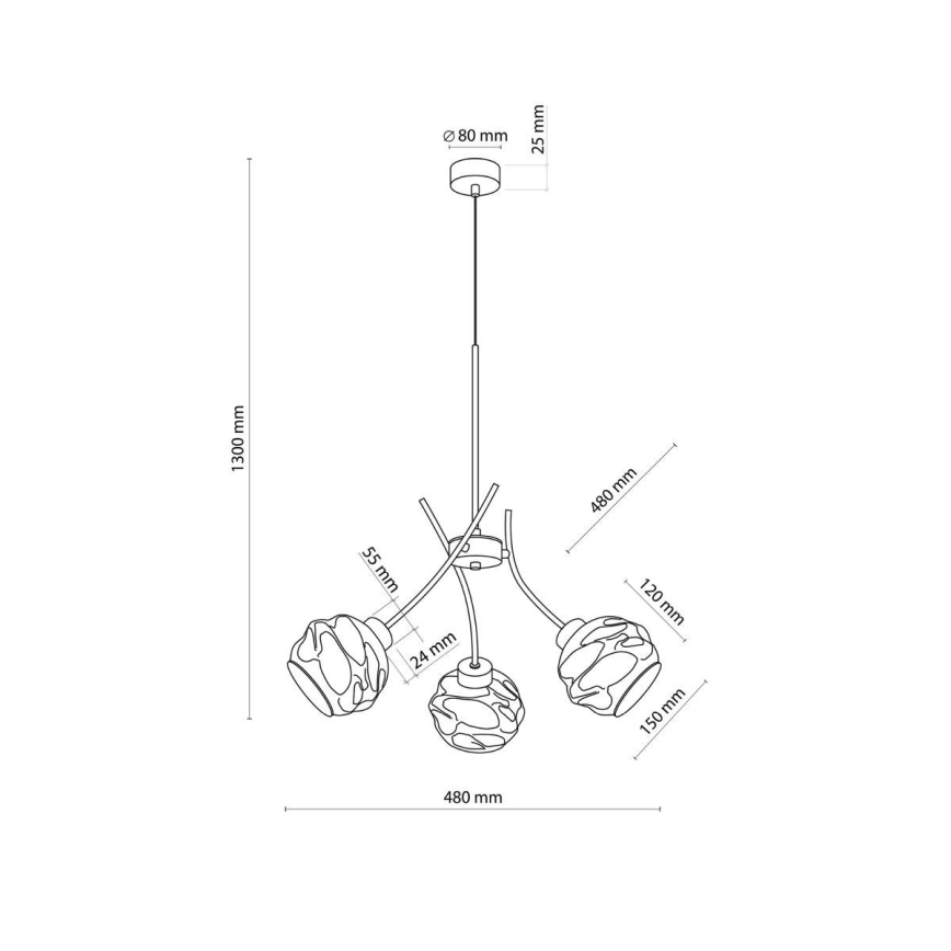 Lámpara colgante con cable ZULIA 3xE27/15W/230V negro/negro ahumado