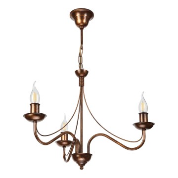 Lámpara colgante con cadena ANTON, 3x E14/15W/230V, acabado en bronce
