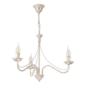 Lámpara colgante con cadena ANTON 3xE14/60W/230V, acabado blanco patinado