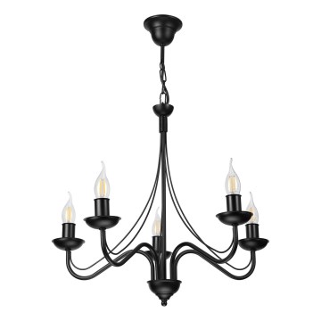 Lámpara colgante con cadena ANTON 5xE14/15W/230V negra