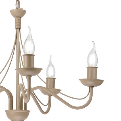 Lámpara colgante con cadena ANTON 5xE14/60W/230V beige