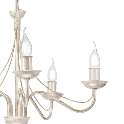 Lámpara colgante con cadena ANTON 5xE14/60W/230V, pátina blanca
