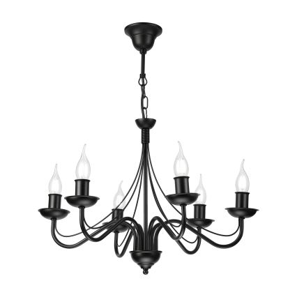 Lámpara colgante con cadena ANTON 6xE14/60W/230V negra