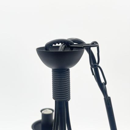Lámpara colgante con cadena ANTON 6xE14/60W/230V negra
