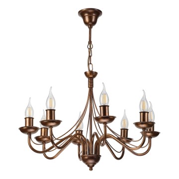Lámpara colgante con cadena ANTON 8xE14/60W/230V acabado en bronce