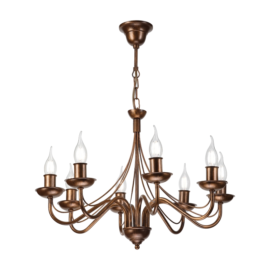 Lámpara colgante con cadena ANTON 8xE14/60W/230V acabado en bronce