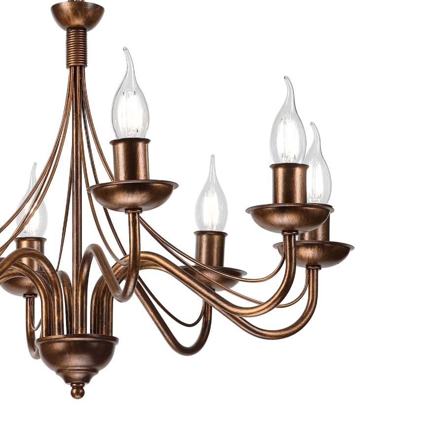 Lámpara colgante con cadena ANTON 8xE14/60W/230V acabado en bronce